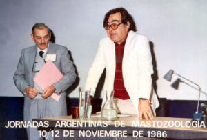 Virgilio Roig y Osvaldo Reig en las II Jornadas Argentinas de Mastozoología (1986)